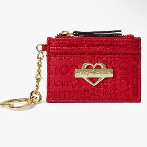 Juicy Couture Embossed Red Card Holder Keychain Wallet